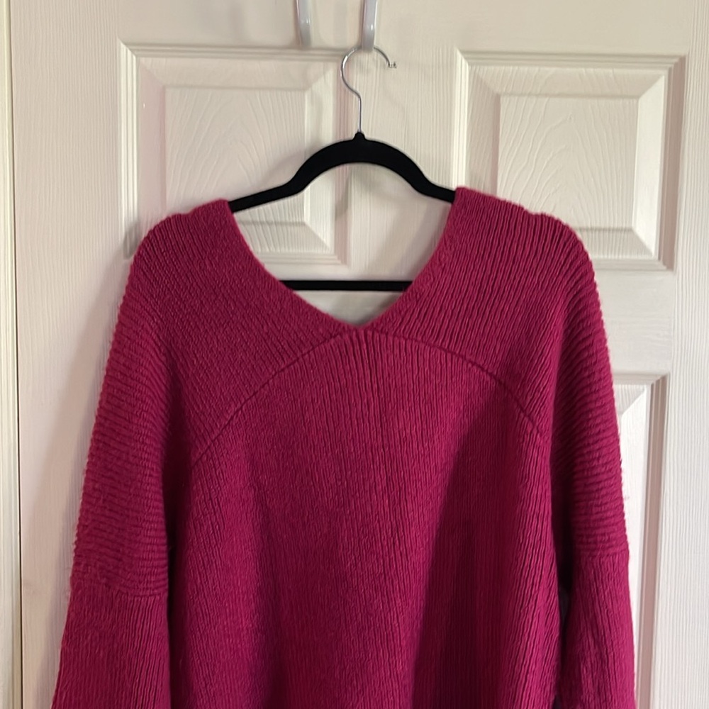 Ann Taylor Raspberry V-Neck Sweater - Picture 5 of 8